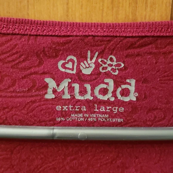 MUDD Burnout Filigree T-shirt Long Sleeve Burgundy Red Size XL - Picture 3 of 6